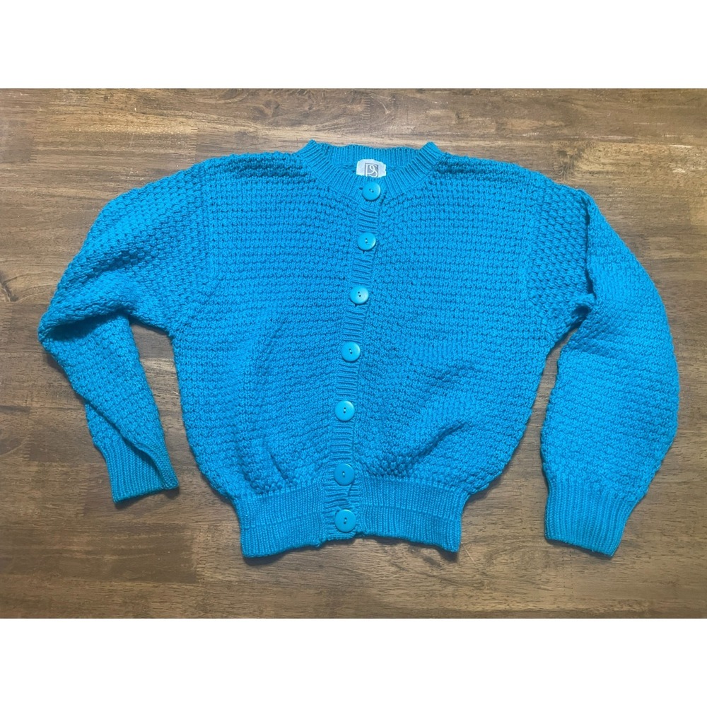 PS Sport Sweater, Women's Size Small, Blue, Button Up Cardigan, Knit